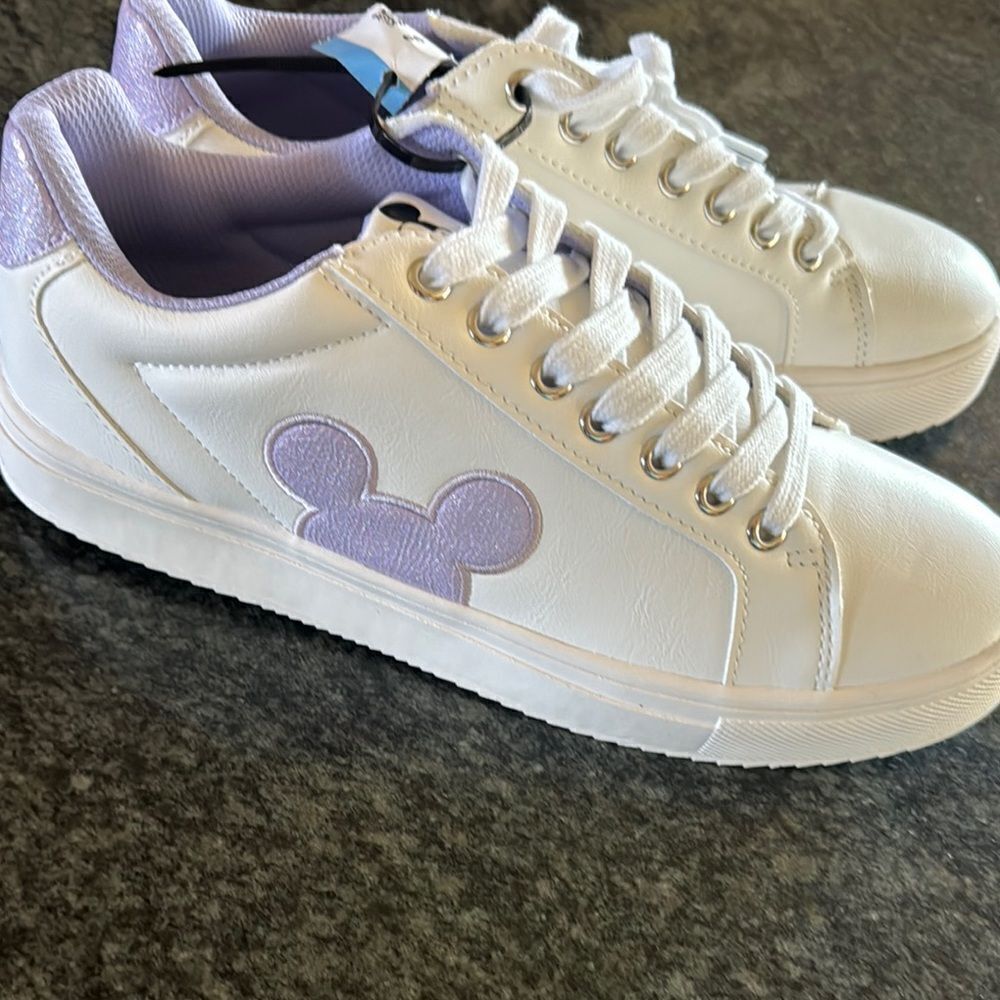 Disney White and Purple Sneakers Mickey logo